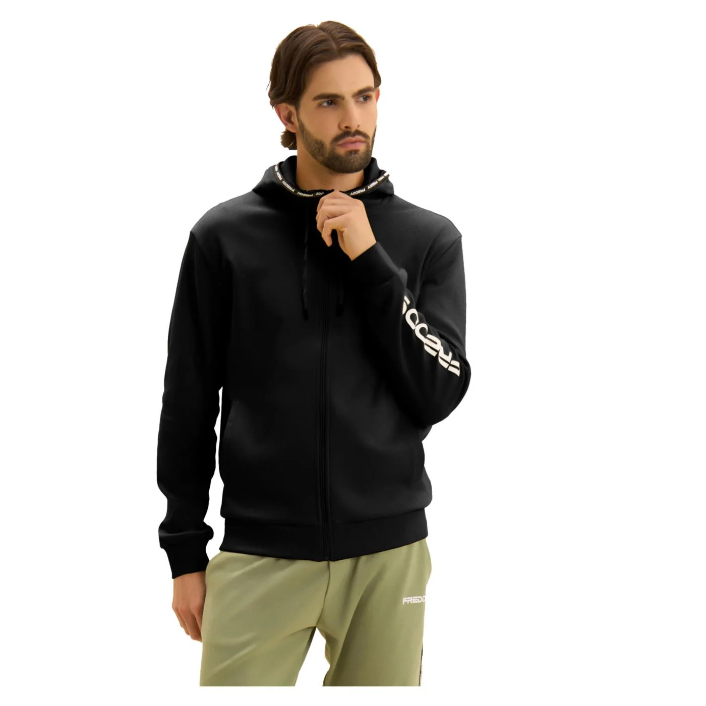 FREDDY FELPA FULL ZIP CAPPUCCIO — Animasportiva