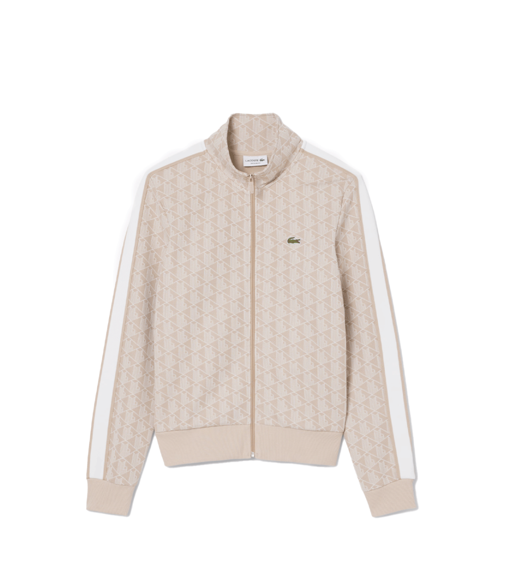 ZIPPED SWEATSHIRT LACOSTE PARIS MONOGRAM BEIGE MEN