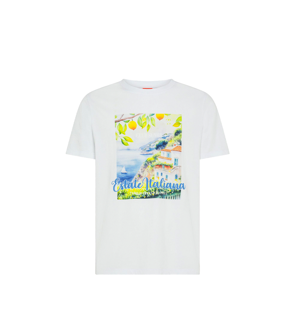 T-SHIRT SUN68 PRINTED BEACH ESTATE ITALIANA WHITE MAN