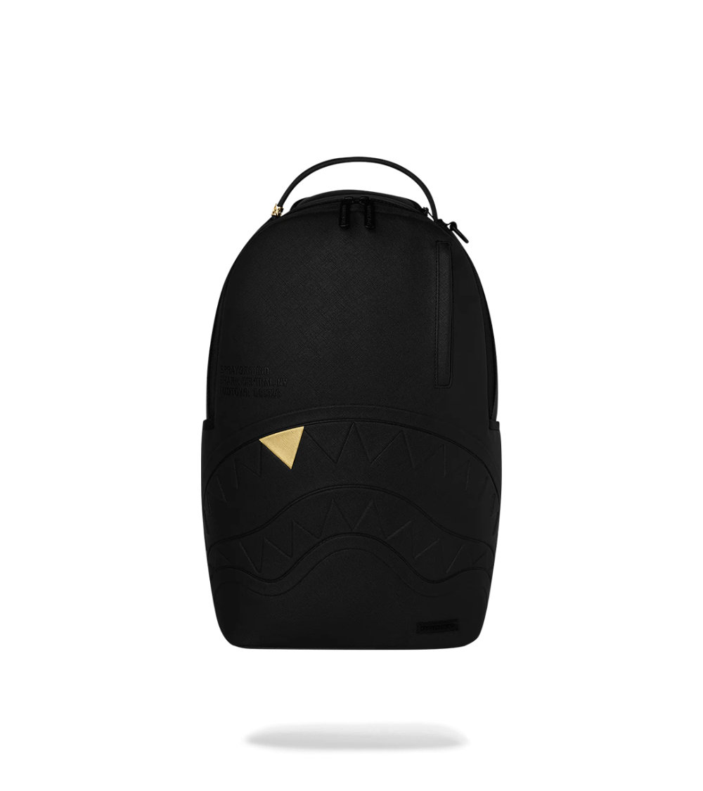 BACKPACK SPRAYGROUND BLACKED OUT EMBOSSED GOLD TOOTH BLACK UNISEX