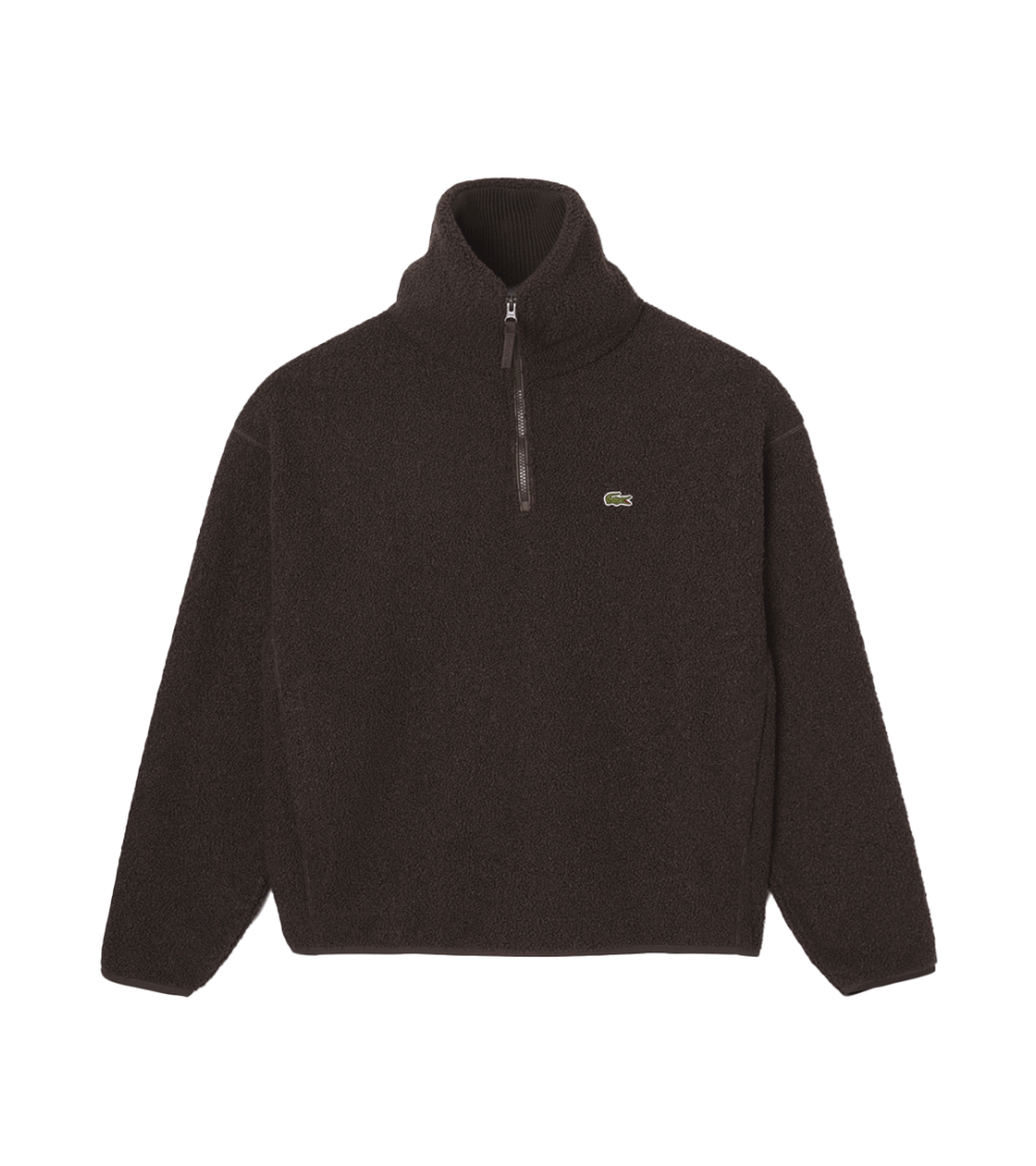 ZIPPED SWEATSHIRT LACOSTE BROWN MEN