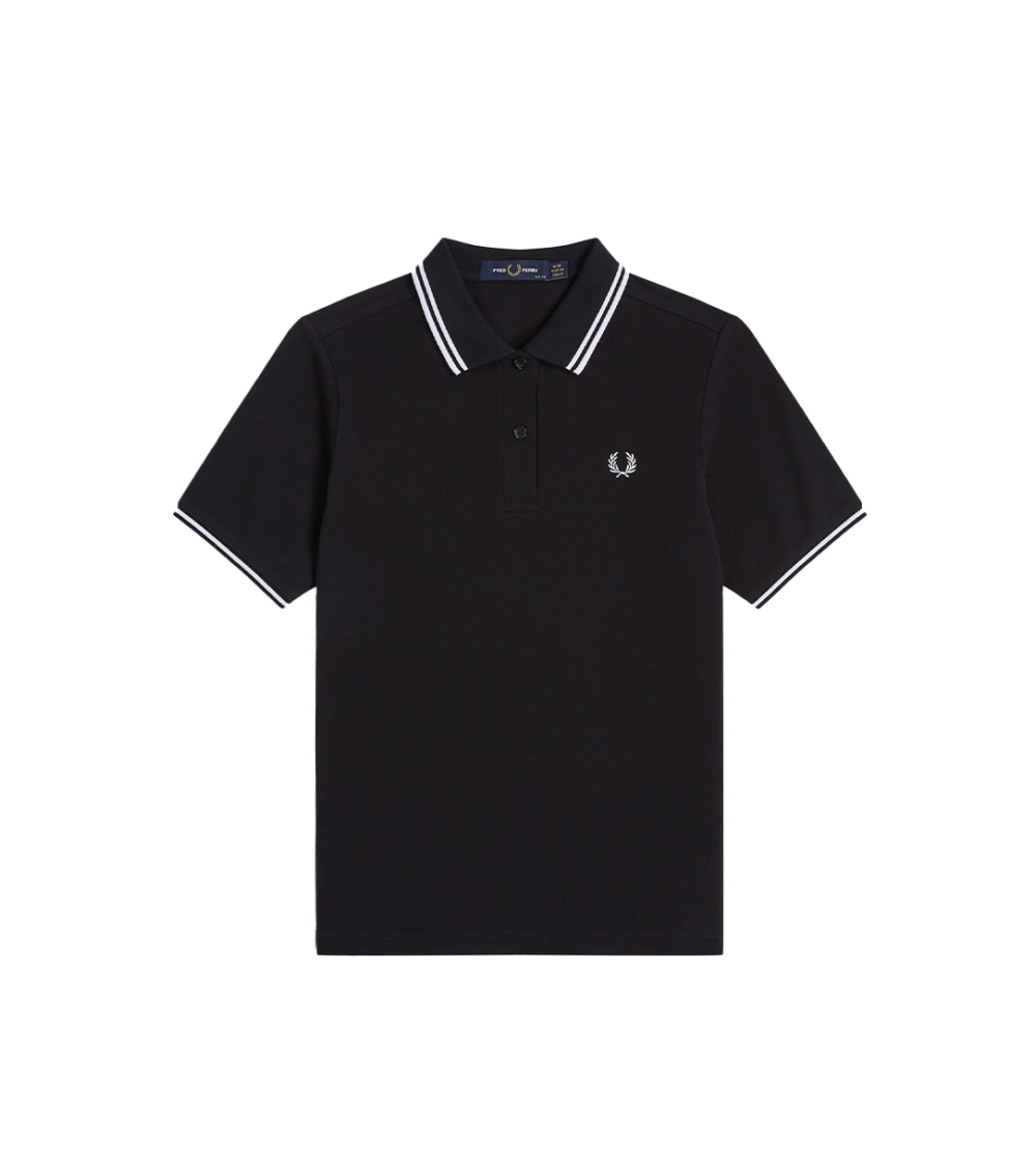 POLO FRED PERRY DOUBLE LINE G3600 BLACK WOMEN