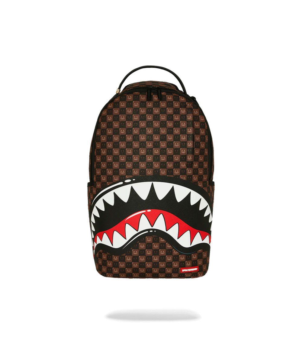 BACKPACK SPRAYGROUND SHARKS IN PARIS WTF BUBBLE CHECK BROWN UNISEX