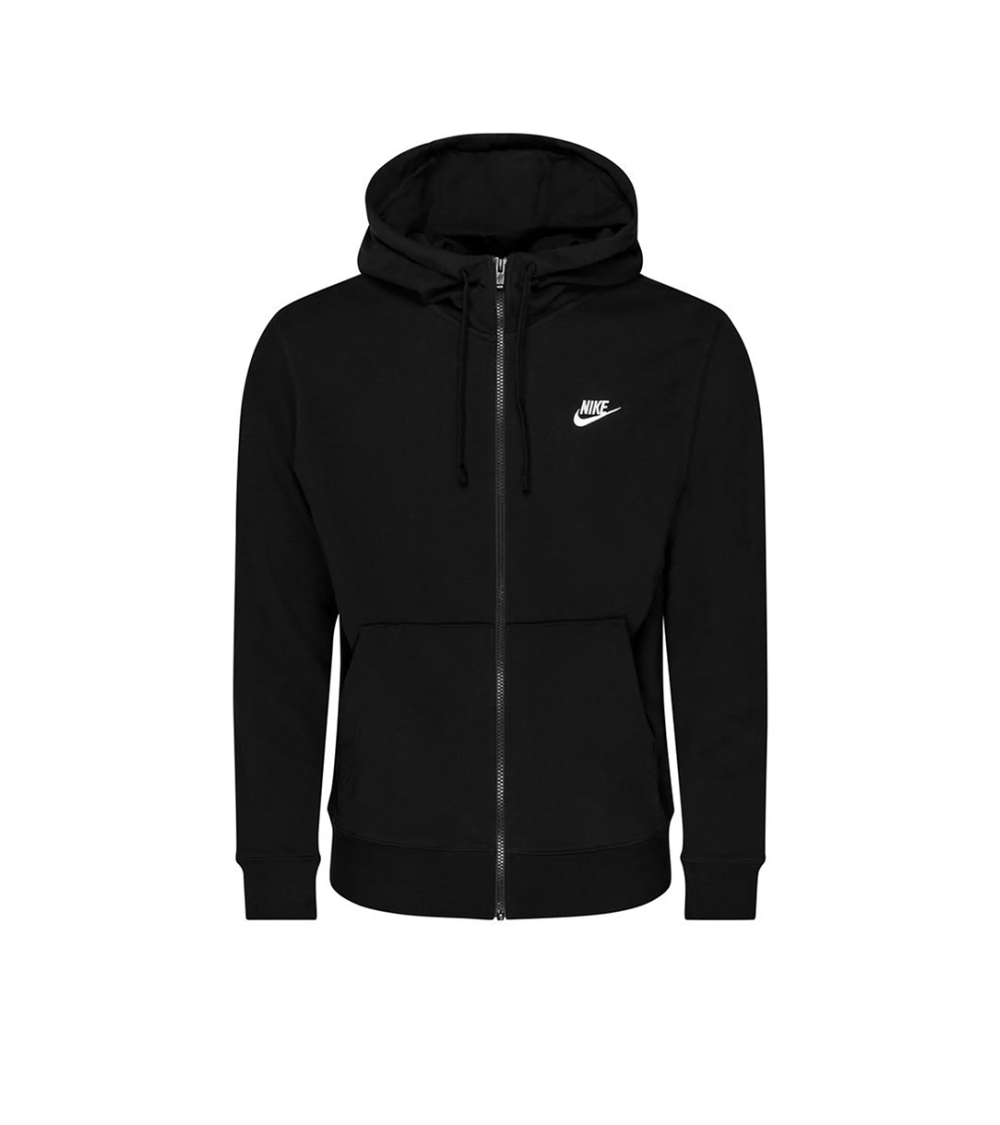 ZIPPED HOODIE NIKE CLUB FLEECE BLACK MEN