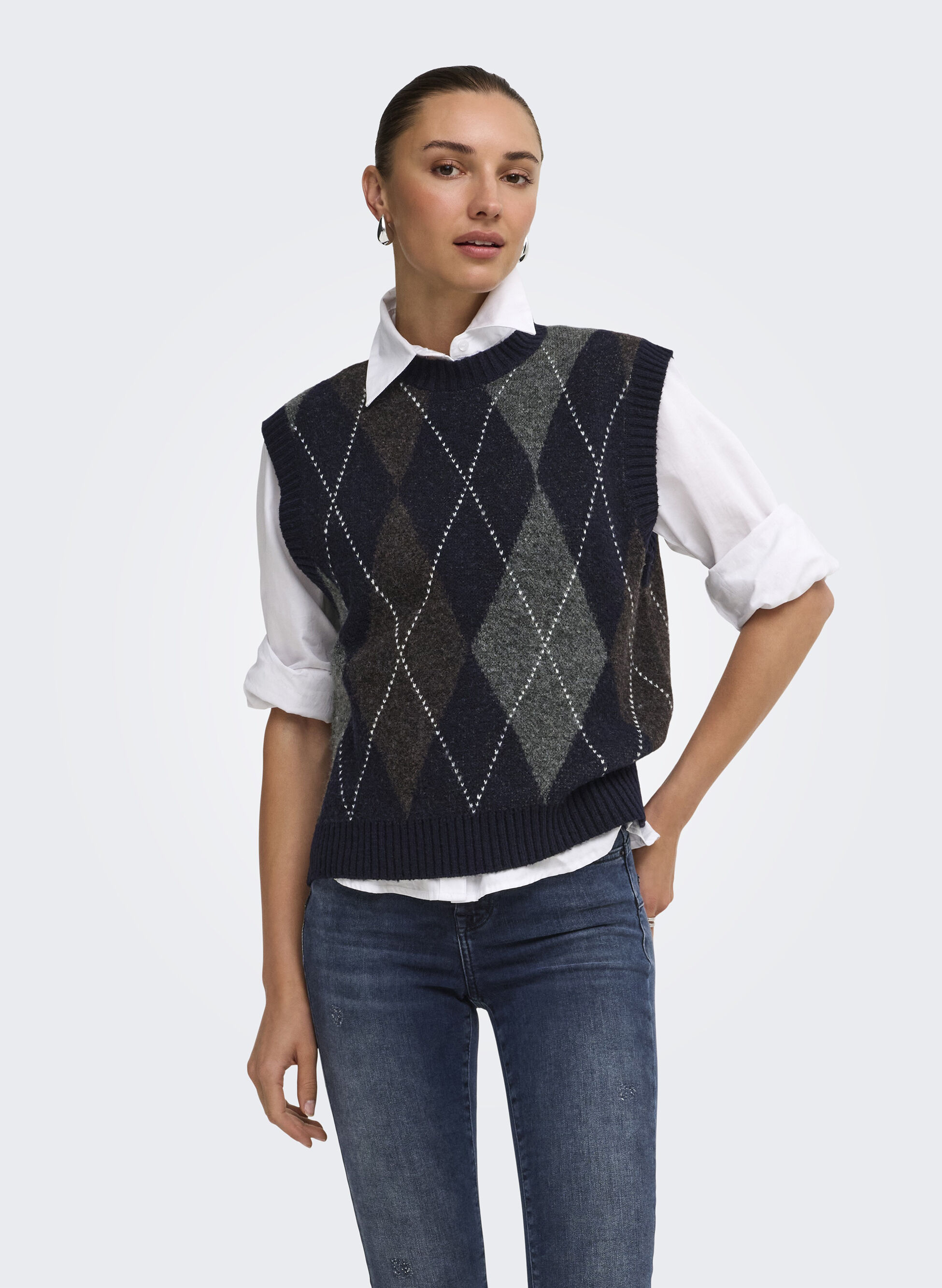 MAGLIONE NOOS SMANICATO RHOMBUS