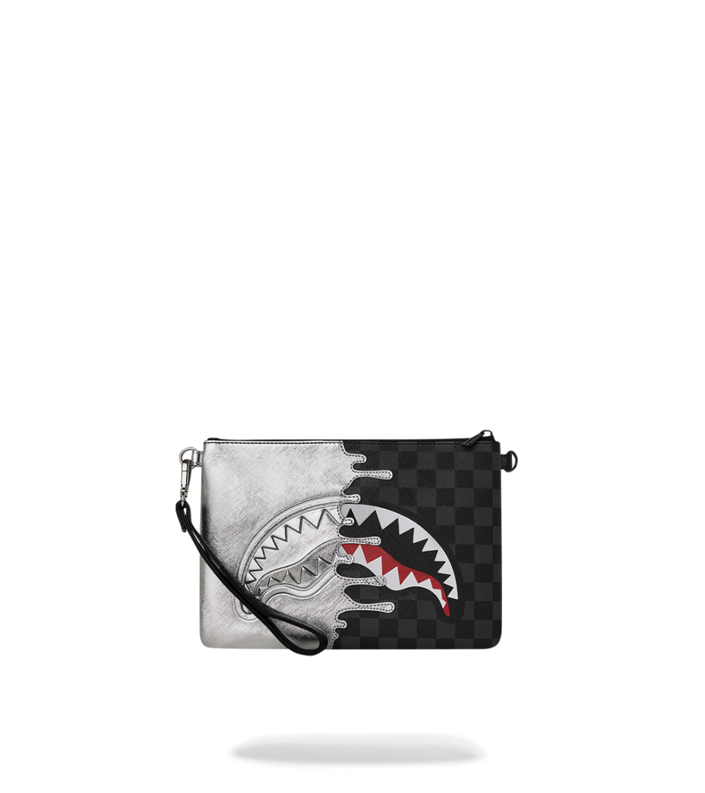 POCHETTE SPRAYGROUND SILVER SIDE DRIP BLACK SILVER UNISEX