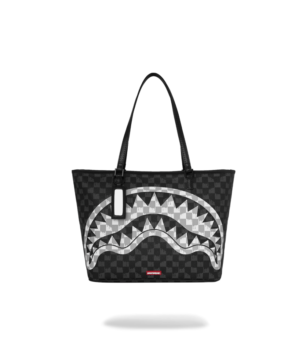 BAG SPRAYGROUND TOTE BLACK AND WHITE DRIP CHECK BLACK WOMEN