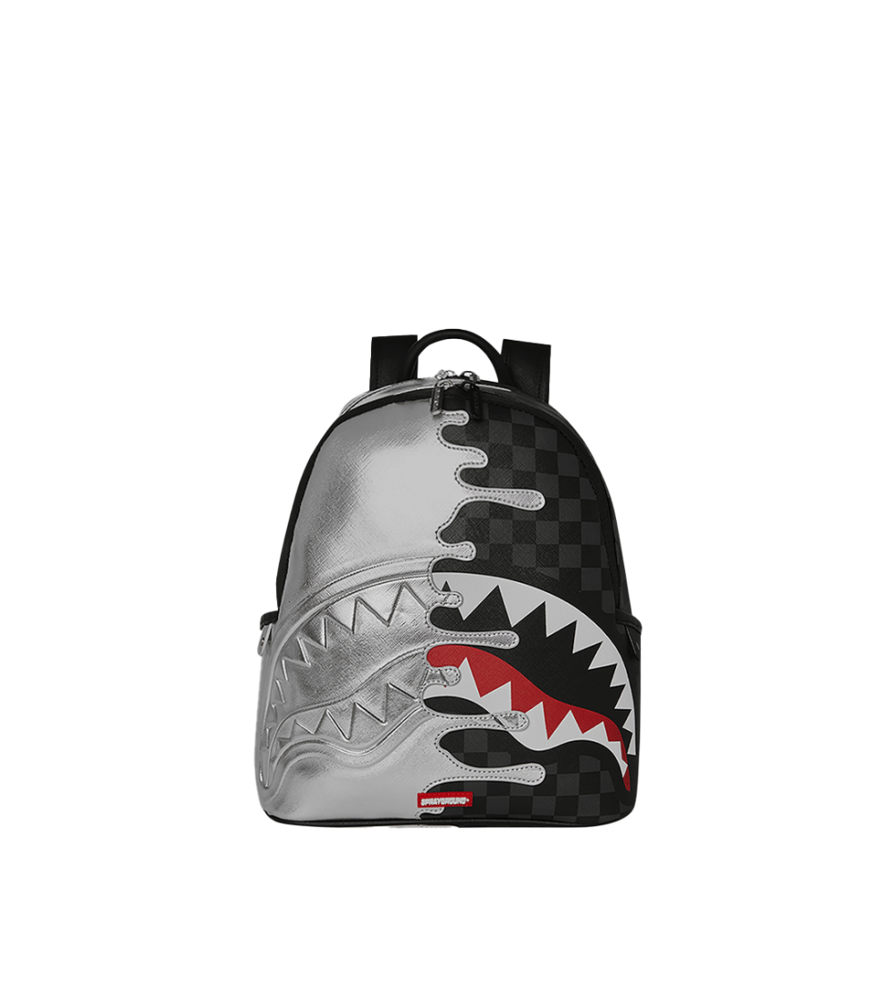 BACKPACK SPRAYGROUND SILVER SIDE DRIP SAVAGE GREY BLACK WOMEN