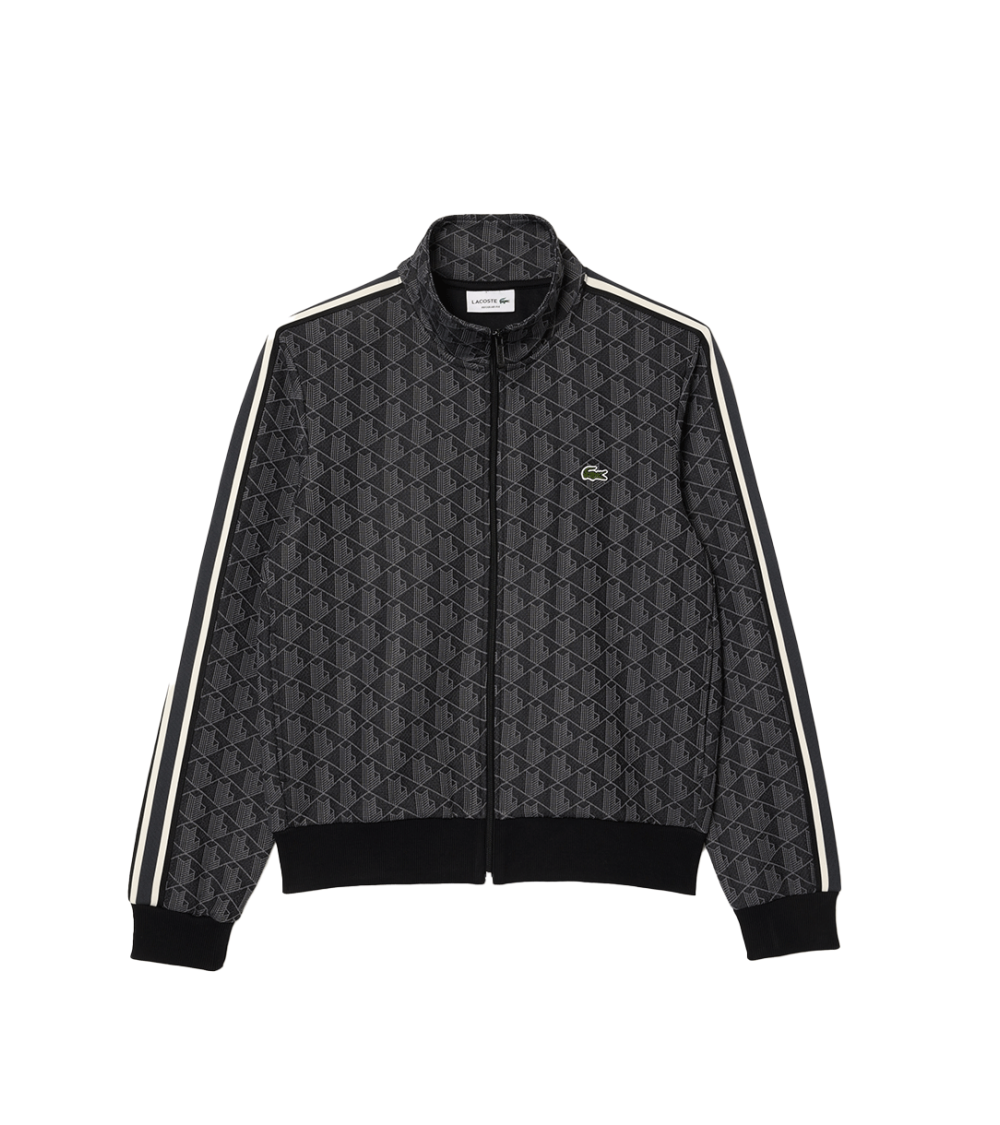 ZIPPED SWEATSHIRT LACOSTE PARIS MONOGRAM BLACK MEN
