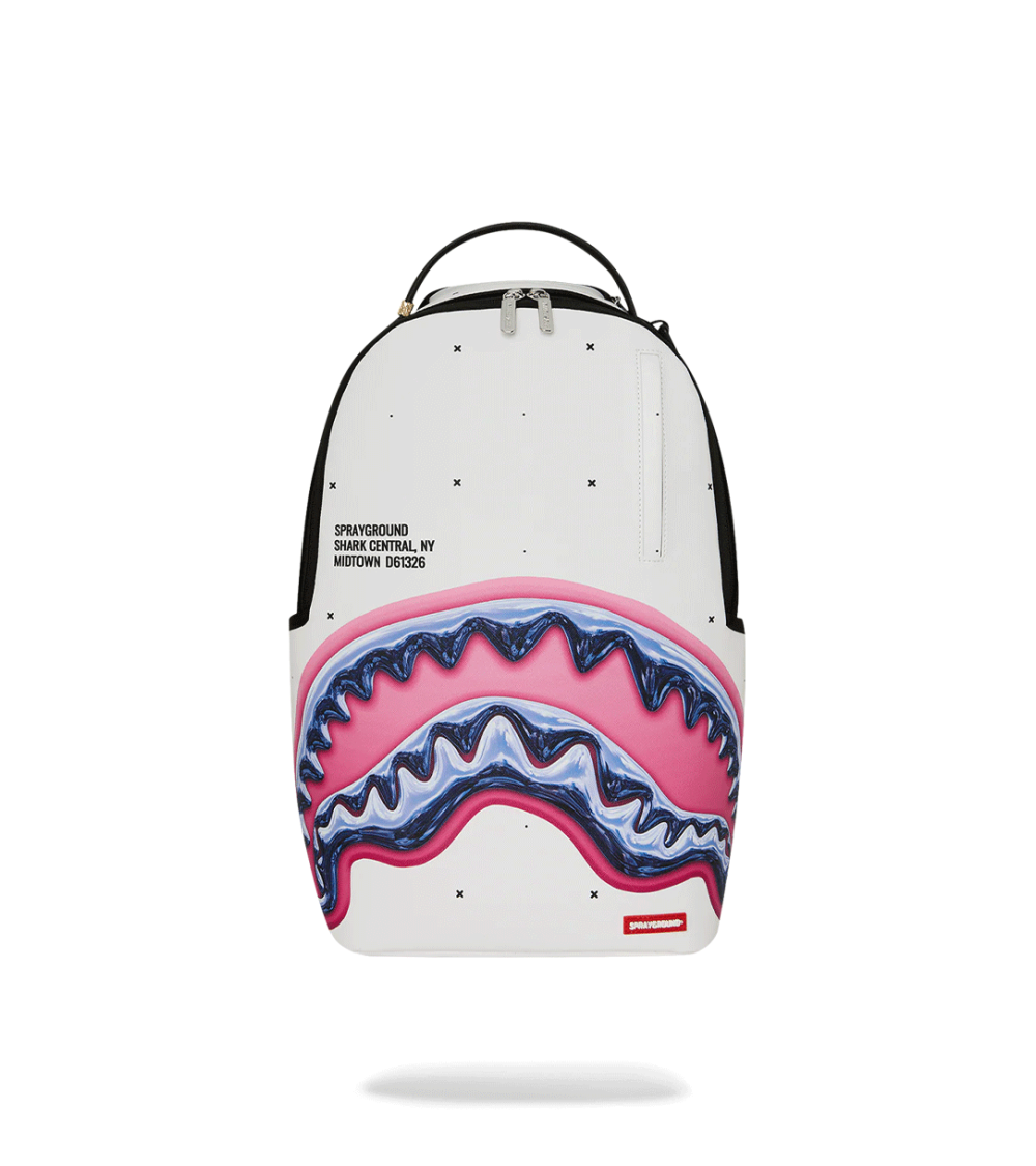ZAINO SPRAYGROUND SHARK CENTRAL LIQUID CHROME BIANCO UNISEX